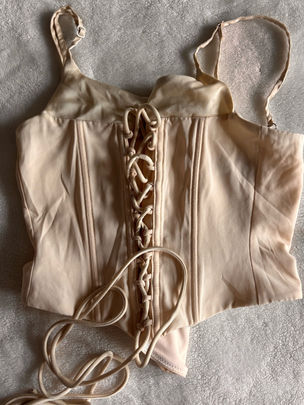 White fox size M Strapless Lace-Up Corset Top in beige
